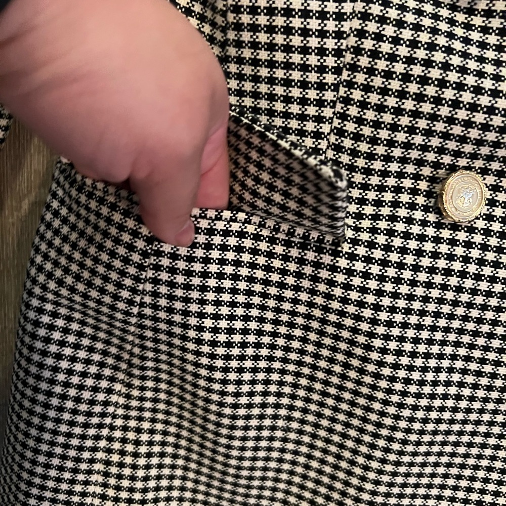 Zara DOUBLE BREASTED HOUNDSTOOTH BLAZER - Picture 7 of 10